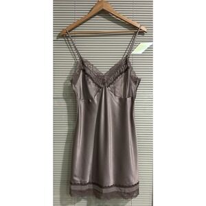 Y2K Vintage Victoria's Secret Angels Slip Dress L Purple Satin Chemise Lingerie